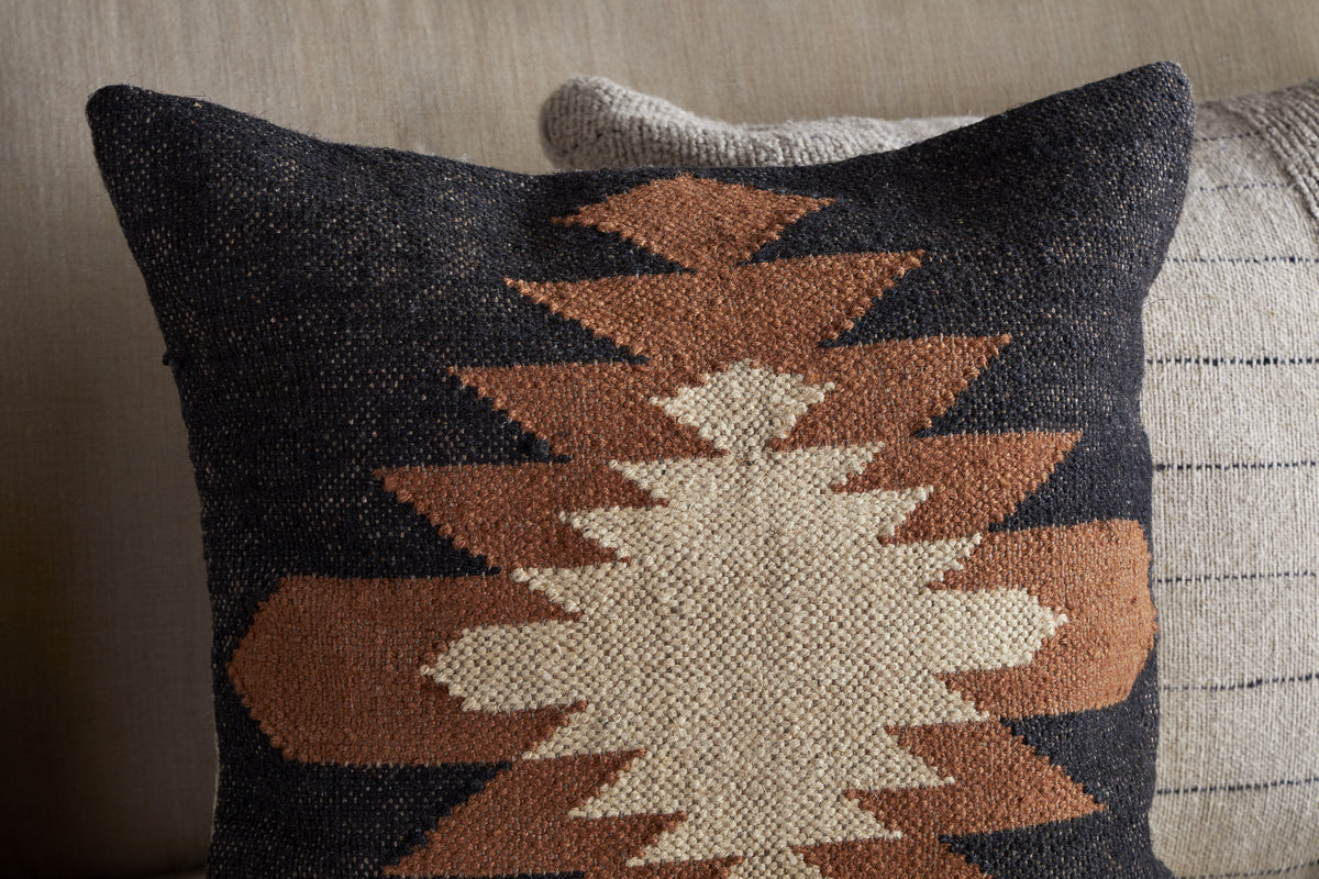 Ayyi Cushion Cover - Black & Brown - 50 x 50cm-TEXTILES-Nkuku