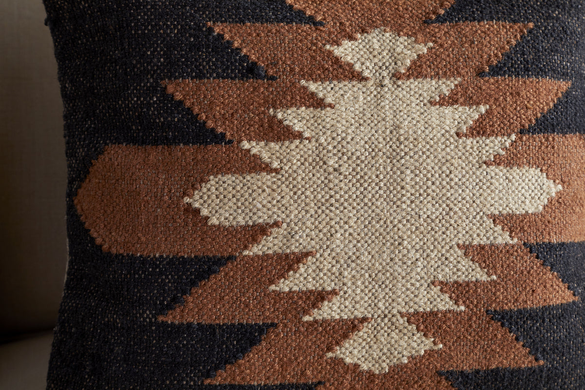 Ayyi Cushion Cover - Black & Brown - 50 x 50cm-TEXTILES-Nkuku