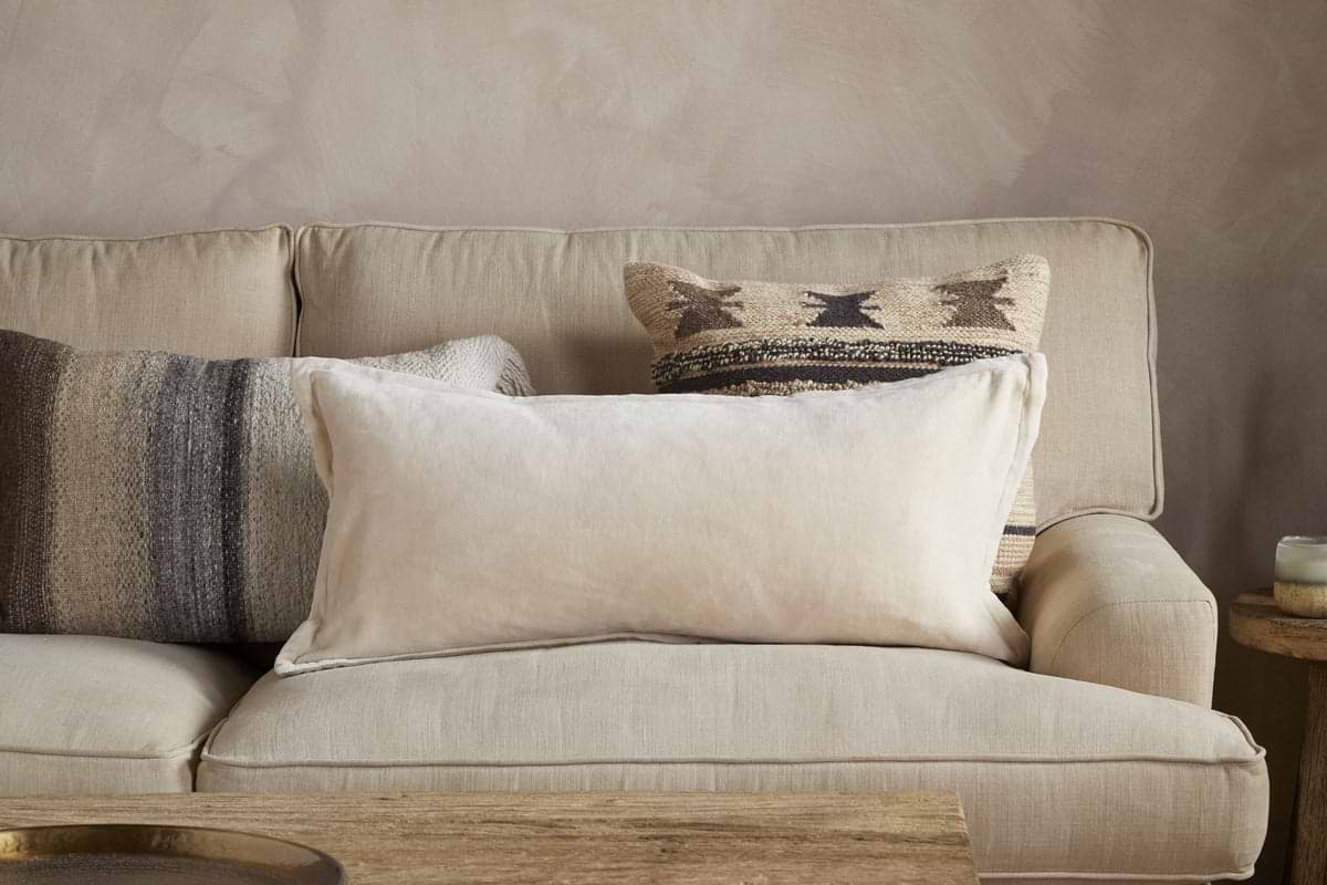 Menmai Statement Velvet Lumbar Cushion Cover - Cream - 35 x 80cm-TEXTILES-Nkuku