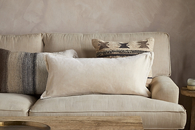 Menmai Statement Velvet Lumbar Cushion Cover - Cream - 35 x 80cm