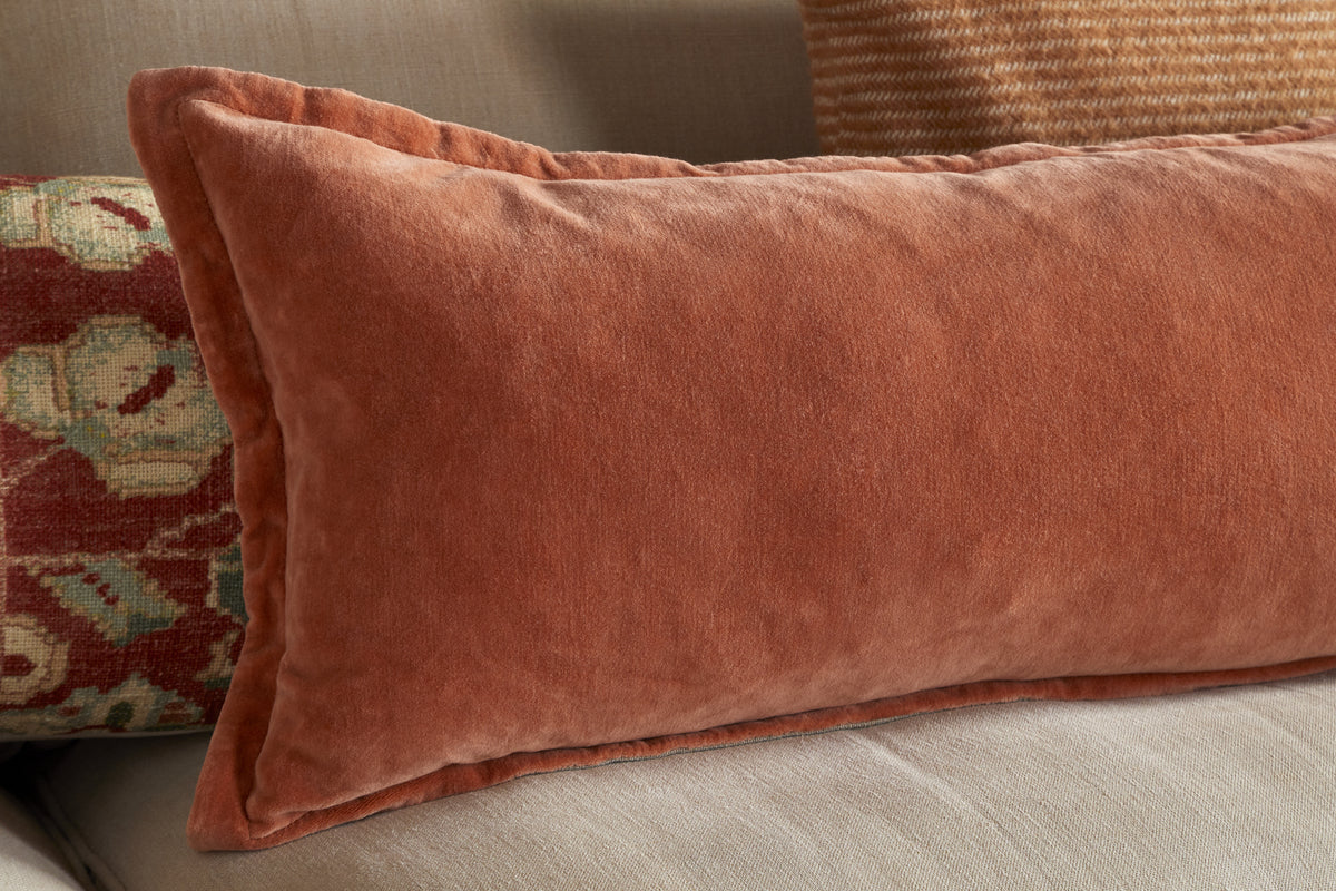 Menmai Statement Velvet Lumbar Cushion Cover - Cinnamon - 35 x 80cm