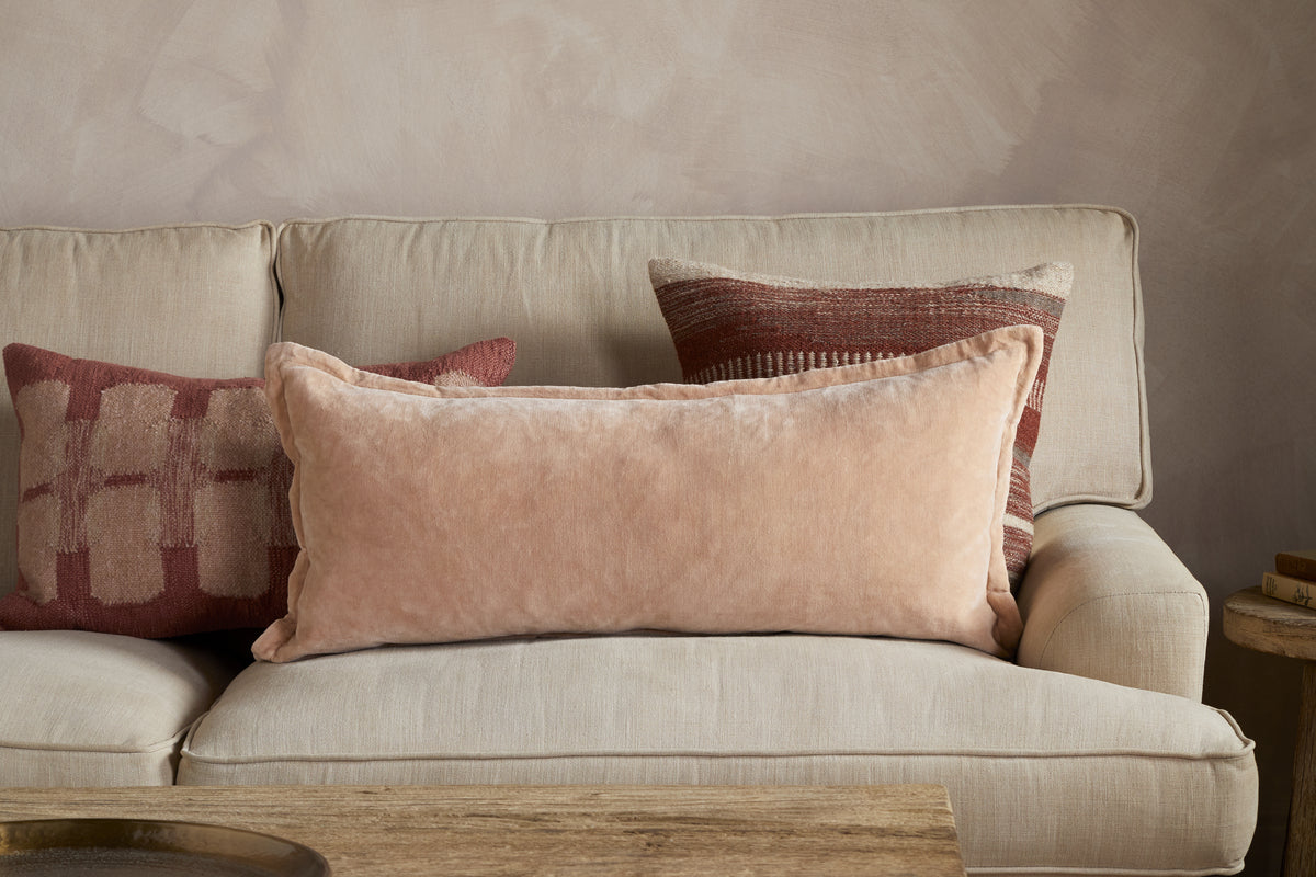 Menmai Statement Velvet Lumbar Cushion Cover - Dusty Pink - 35 x 80cm