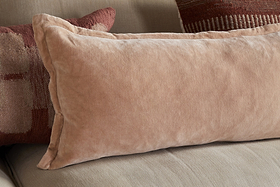 Menmai Statement Velvet Lumbar Cushion Cover - Dusty Pink - 35 x 80cm