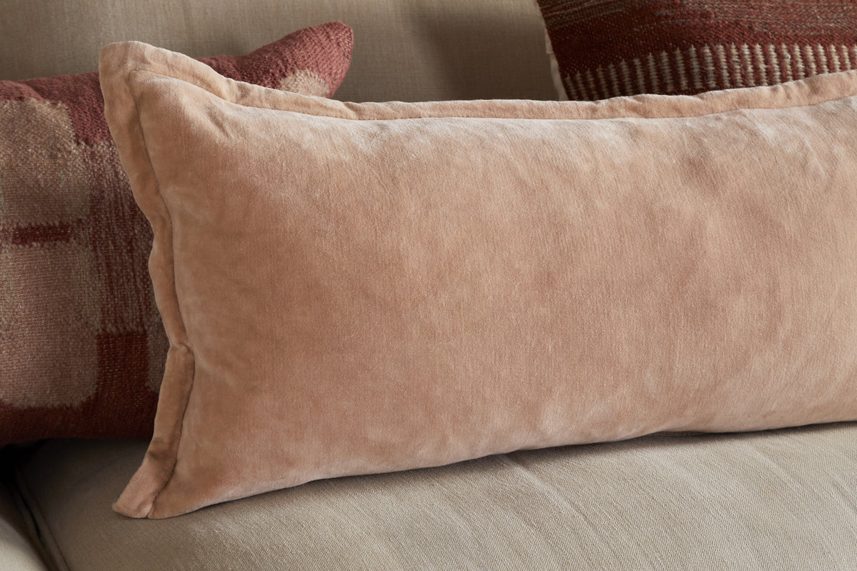 Menmai Statement Velvet Lumbar Cushion Cover - Dusty Pink - 35 x 80cm