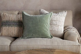 Menmai Velvet Cushion Cover - Eucalyptus - 50 x 50cm-TEXTILES-Nkuku