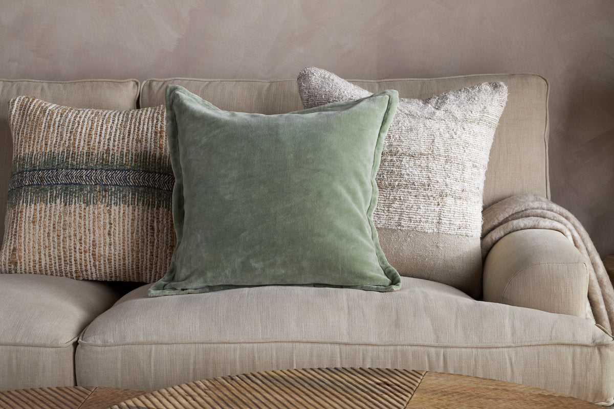 Menmai Velvet Cushion Cover - Eucalyptus - 50 x 50cm-TEXTILES-Nkuku
