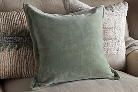 Menmai Velvet Cushion Cover - Eucalyptus - 50 x 50cm-TEXTILES-Nkuku
