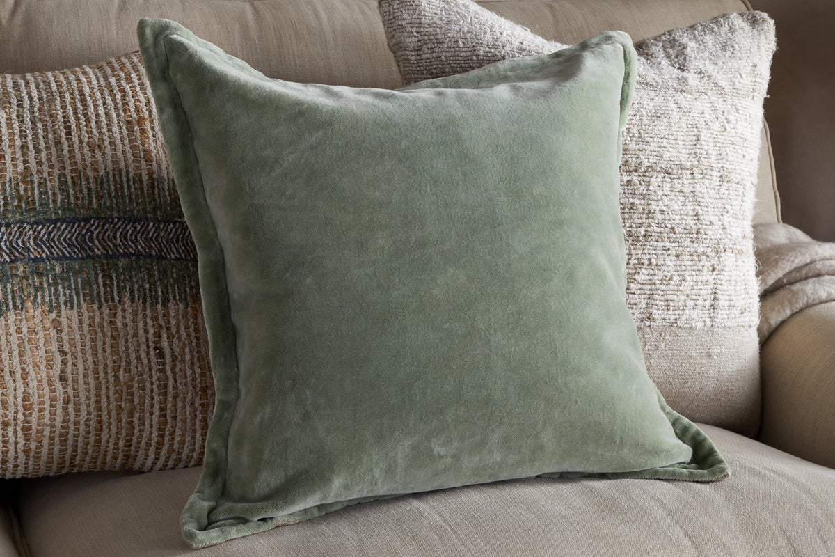 Menmai Velvet Cushion Cover - Eucalyptus - 50 x 50cm-TEXTILES-Nkuku