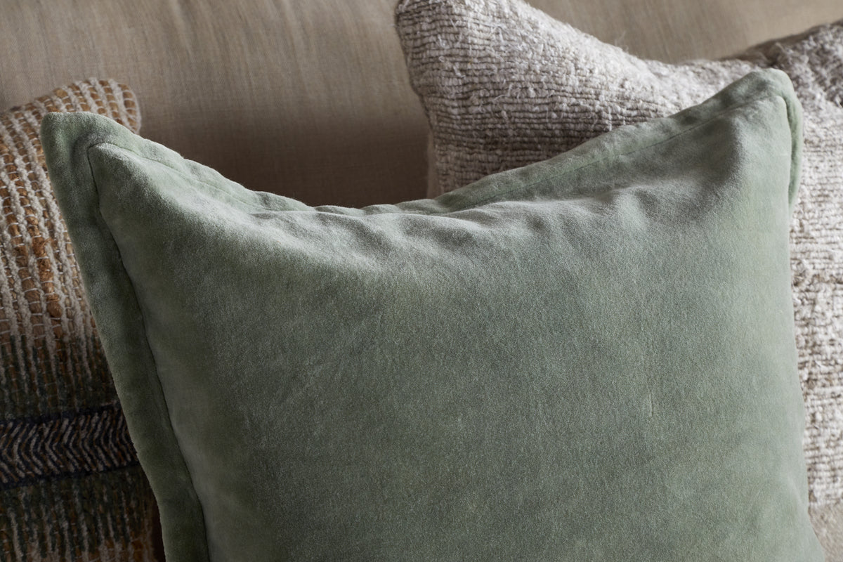 Menmai Velvet Cushion Cover - Eucalyptus - 50 x 50cm-TEXTILES-Nkuku