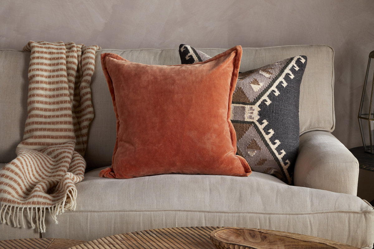 Menmai Velvet Cushion Cover - Cinnamon - 50 x 50cm-TEXTILES-Nkuku