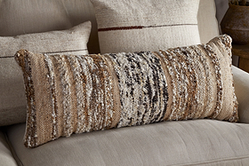 Maua Statement Boucle Lumbar Cushion Cover - Mocha - 35 x 80cm-TEXTILES-Nkuku