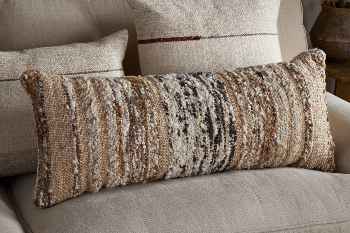 Maua Statement Boucle Lumbar Cushion Cover - Mocha - 35 x 80cm-TEXTILES-Nkuku