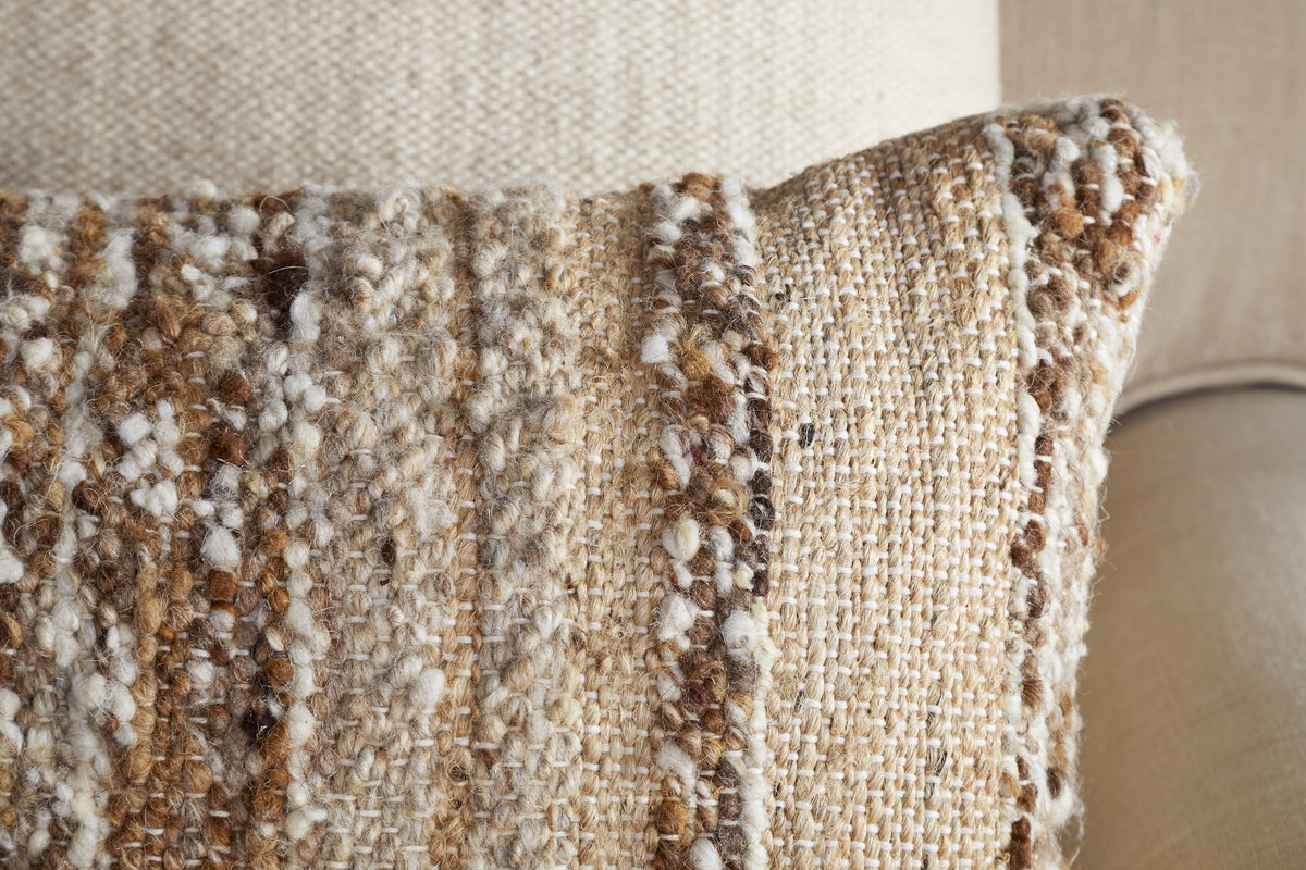 Maua Statement Boucle Lumbar Cushion Cover - Mocha - 35 x 80cm-TEXTILES-Nkuku