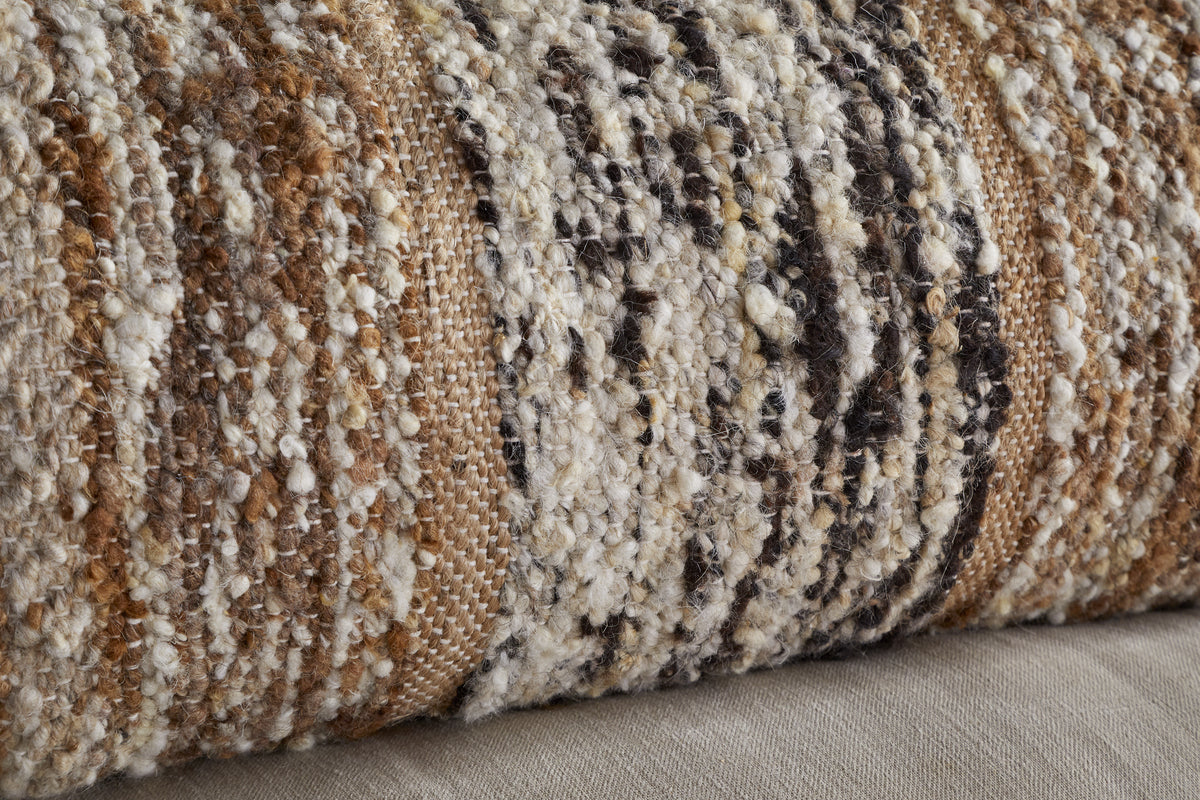 Maua Statement Boucle Lumbar Cushion Cover - Mocha - 35 x 80cm-TEXTILES-Nkuku