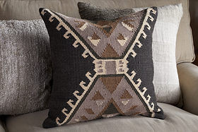 Shukhi Wool & Cotton Cushion Cover - Black & Brown - 50 x 50cm-TEXTILES-Nkuku