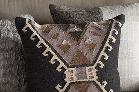 Shukhi Wool & Cotton Cushion Cover - Black & Brown - 50 x 50cm-TEXTILES-Nkuku