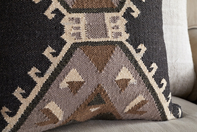 Shukhi Wool & Cotton Cushion Cover - Black & Brown - 50 x 50cm-TEXTILES-Nkuku