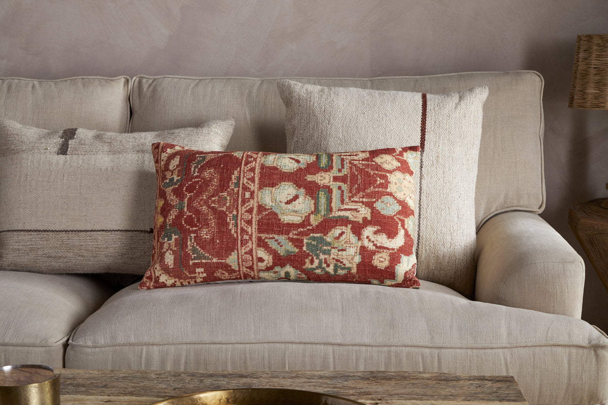 Selyo Tapestry Cushion Cover - Terracotta & Rust - 60 x 40cm-TEXTILES-Nkuku