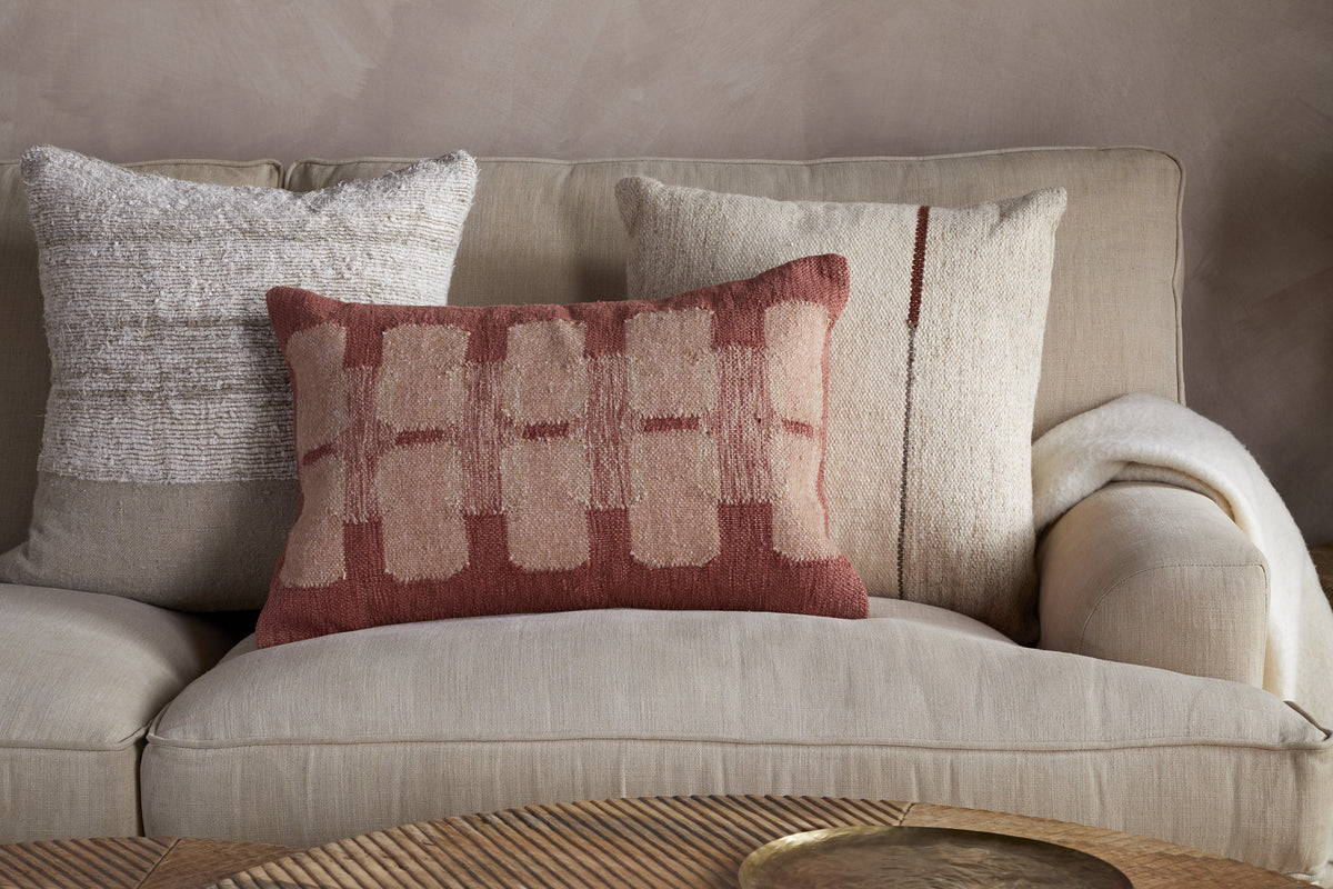 Akki Wool & Cotton Cushion Cover - Dusty Pink - 60 x 40cm-TEXTILES-Nkuku