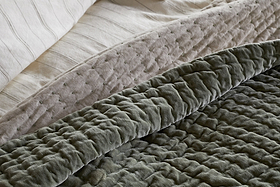 Nidra Velvet & Linen Bed Quilt - Sage Green - 220 x 240cm-TEXTILES-Nkuku