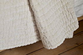 Nidra Velvet & Linen Bed Quilt - Natural - 220 x 240cm-TEXTILES-Nkuku