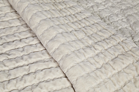 Nidra Velvet & Linen Bed Quilt - Natural - 220 x 240cm-TEXTILES-Nkuku