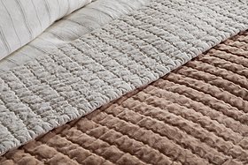 Nidra Velvet & Linen Bed Quilt - Dusty Pink - 220 x 240cm-TEXTILES-Nkuku