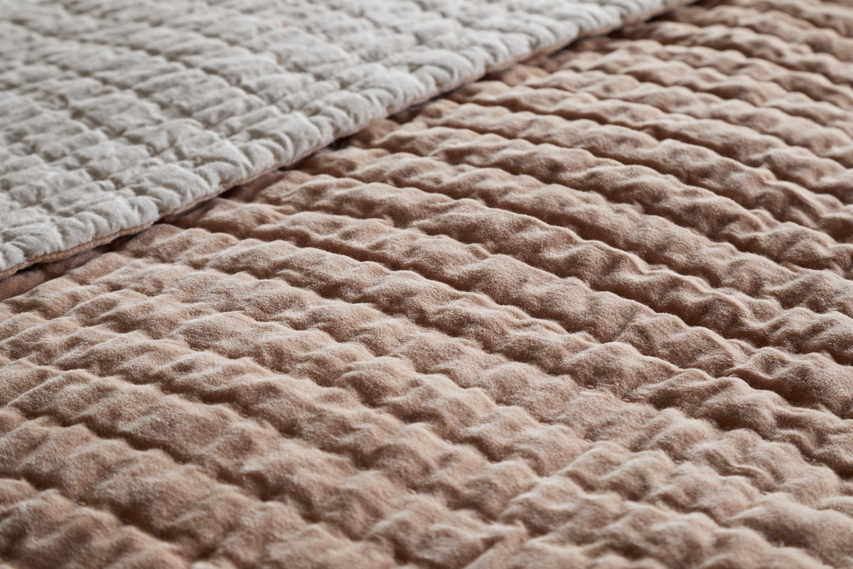 Nidra Velvet & Linen Bed Quilt - Dusty Pink - 220 x 240cm-TEXTILES-Nkuku