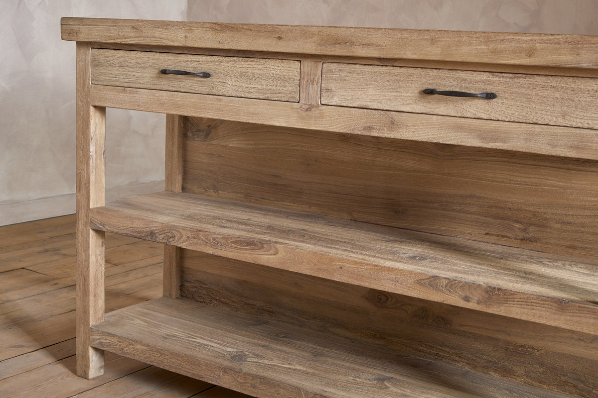 Tivu Reclaimed Wood Kitchen Island - Natural-STORAGE FURNITURE-Nkuku