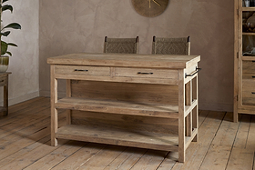 Tivu Reclaimed Wood Kitchen Island - Natural-STORAGE FURNITURE-Nkuku