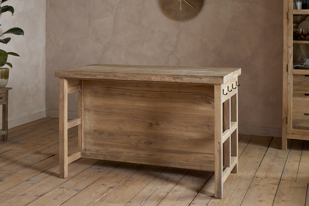 Tivu Reclaimed Wood Kitchen Island - Natural-STORAGE FURNITURE-Nkuku