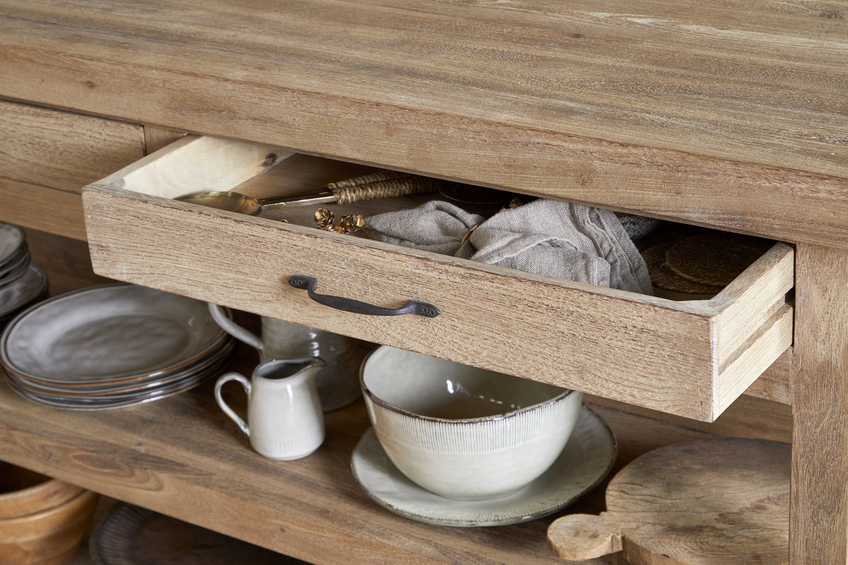 Tivu Reclaimed Wood Kitchen Island - Natural-STORAGE FURNITURE-Nkuku
