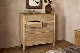 Sri Mango Wood Chest of Drawers - Natural-BEDROOM FURNITURE-Nkuku
