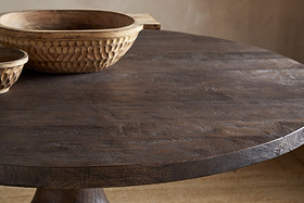Laya Carved Wood Dining Table - Chocolate Brown