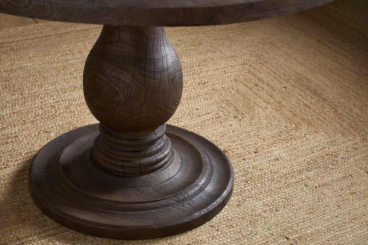 Laya Carved Wood Dining Table - Chocolate Brown