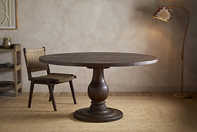 Laya Carved Wood Dining Table - Chocolate Brown