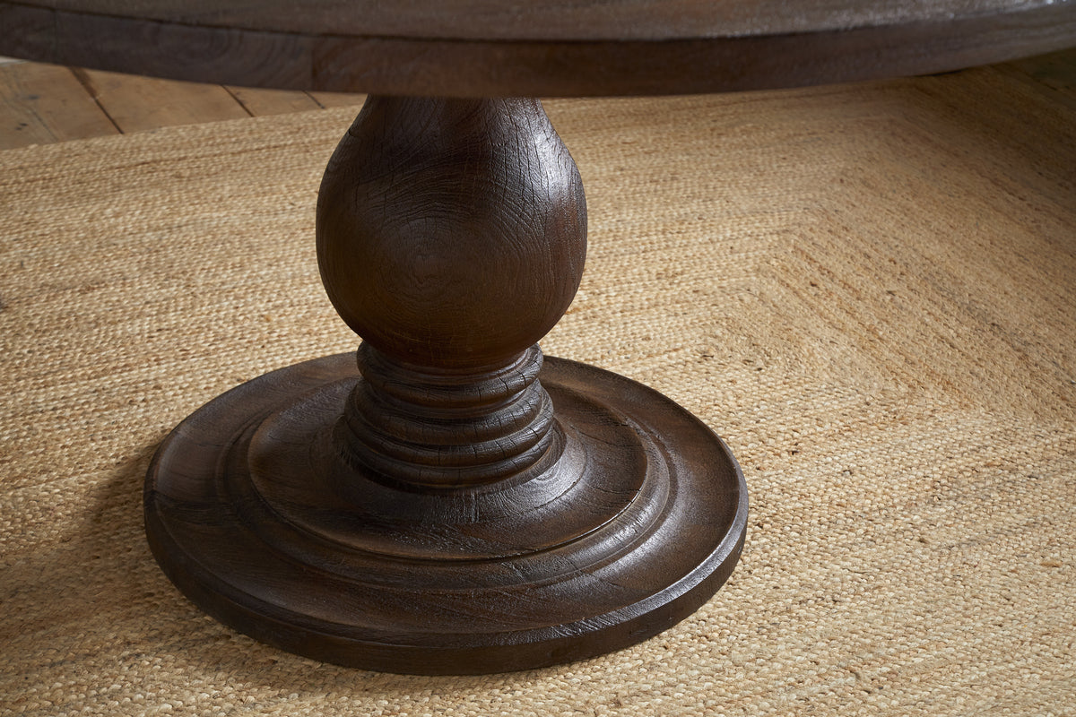 Laya Carved Wood Dining Table - Chocolate Brown