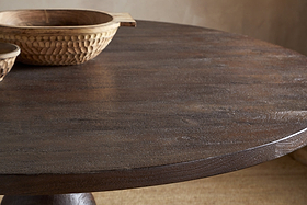 Laya Carved Wood Dining Table - Chocolate Brown