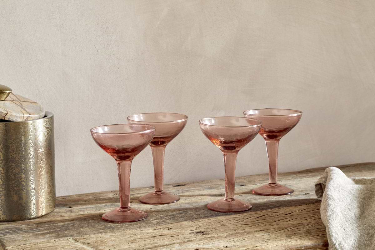 Yala Hammered Champagne Coupe - Dusty Terracotta - (Set of 4)