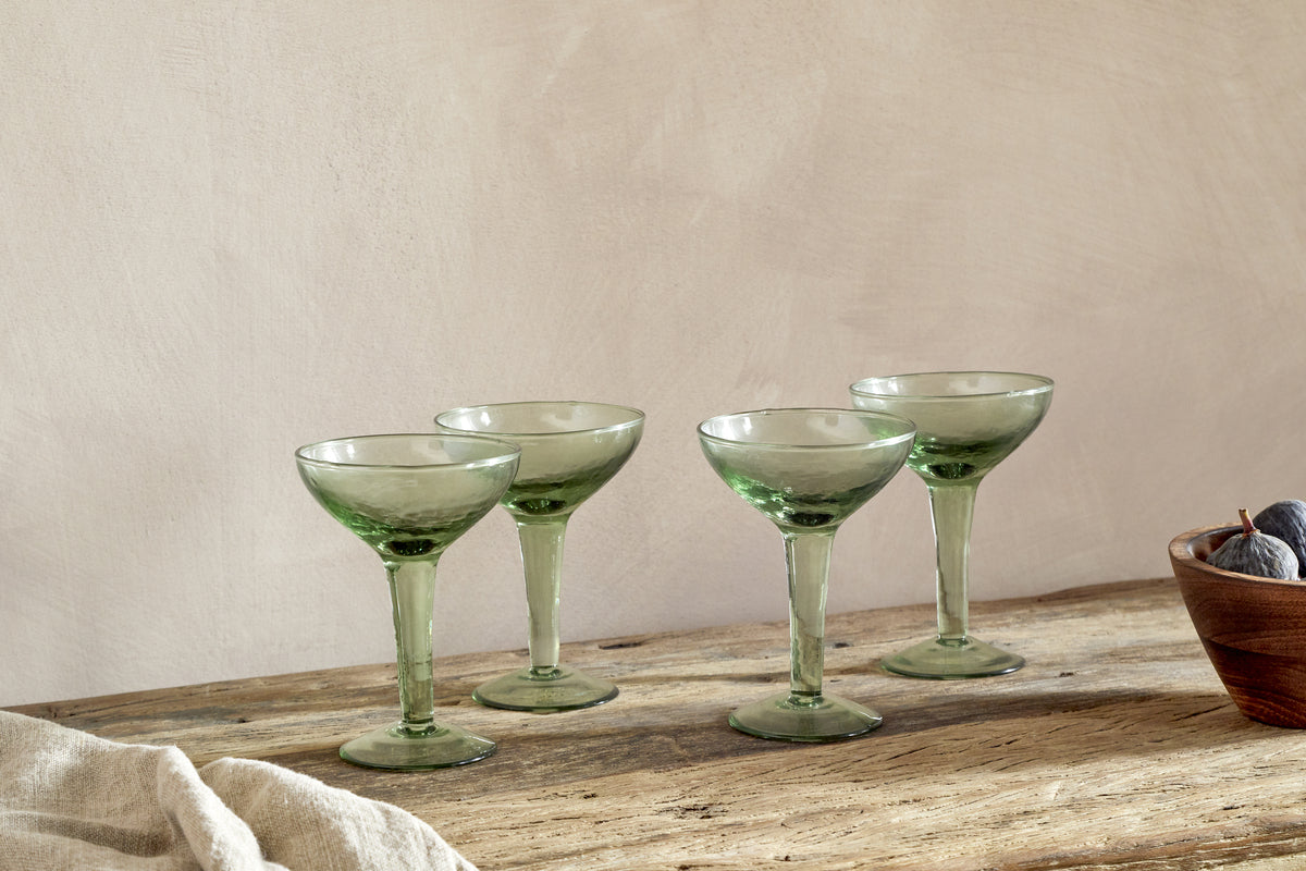 Yala Hammered Champagne Coupe (Set of 4)-GLASSWARE-Nkuku