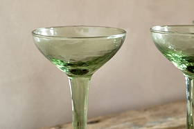 Yala Hammered Champagne Coupe - Sage Green - (Set of 4)