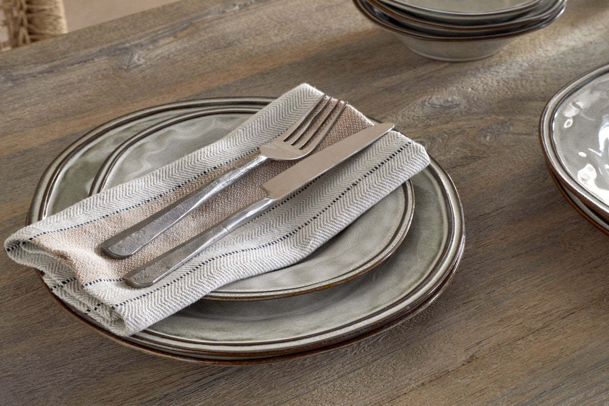 Pedra Dinnerware Set - Pewter - (Set of 12)-TABLEWARE-Nkuku