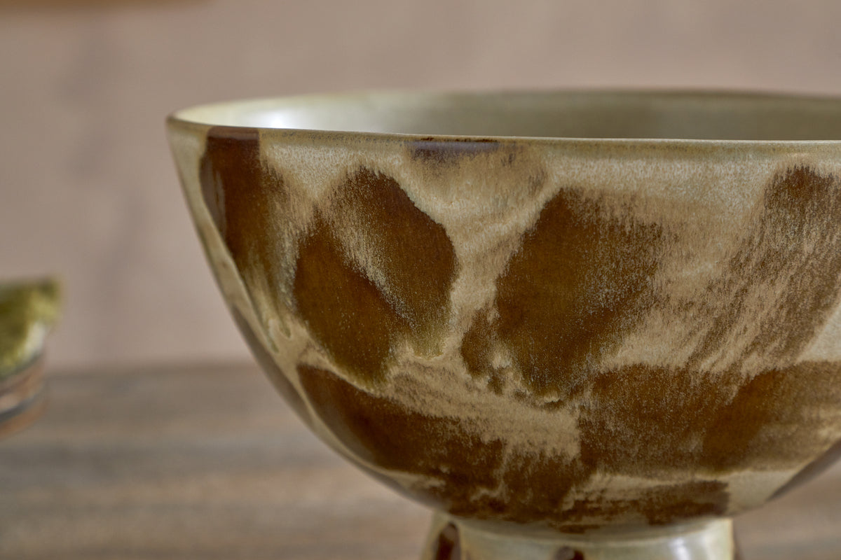 Terra Footed Bowl - Khaki Green-SERVEWARE-Nkuku