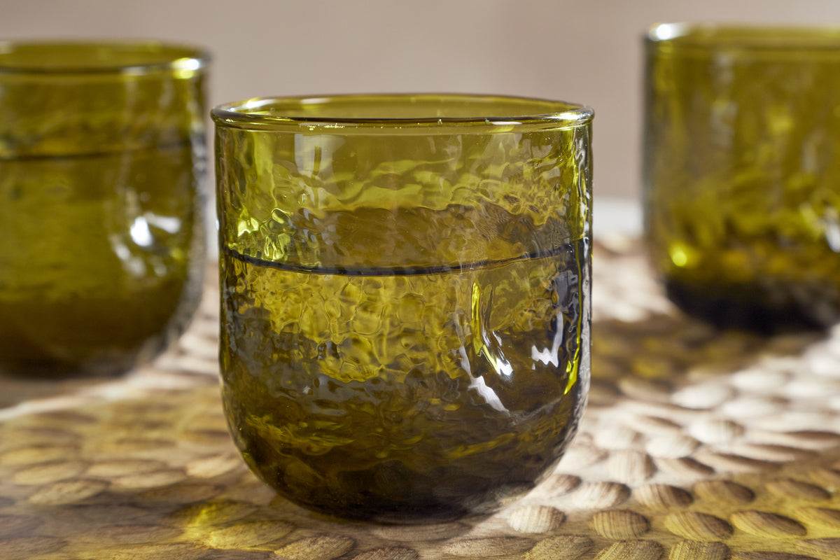 Chandani Tumbler - Green - Short (Set of 4)-GLASSWARE-Nkuku