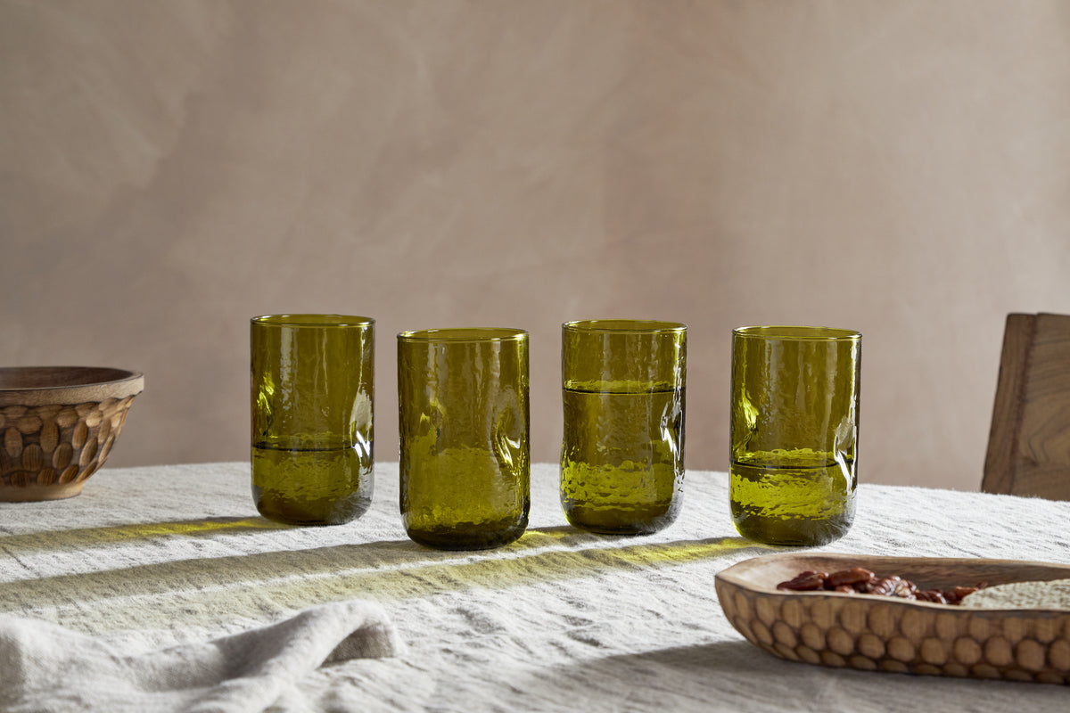 Chandani Tumbler - Green - Large (Set of 4)-GLASSWARE-Nkuku