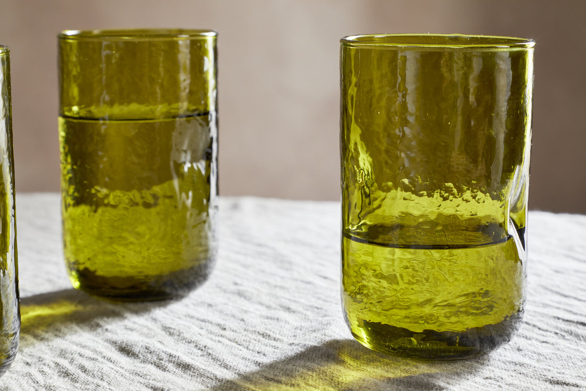 Chandani Tumbler - Green - Large (Set of 4)-GLASSWARE-Nkuku