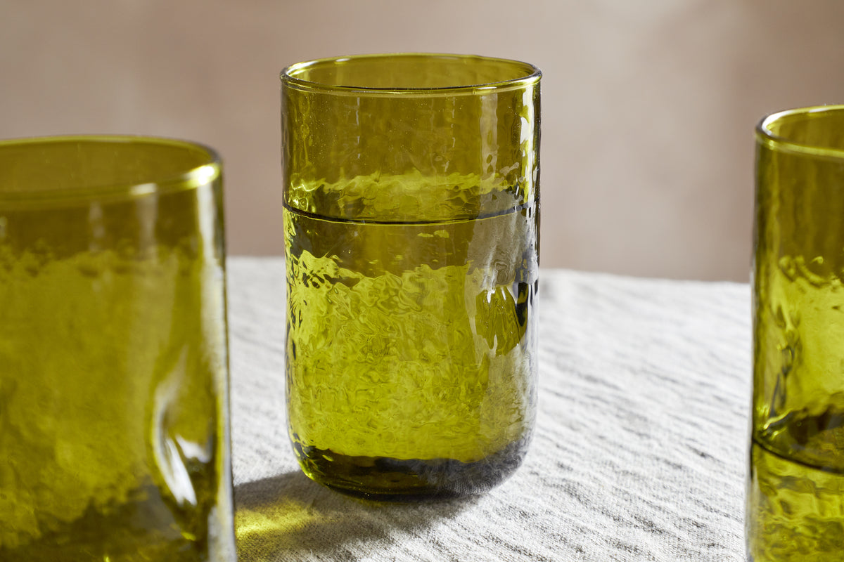 Chandani Tumbler - Green - Large (Set of 4)-GLASSWARE-Nkuku