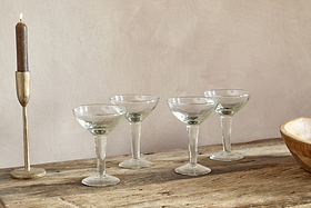 Yala Hammered Champagne Coupe (Set of 4)-GLASSWARE-Nkuku