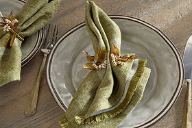 Parili Glass Leaf Napkin Rings - Natural & Rust - (Set of 4)-KITCHEN & DINING ACCESSORIES-Nkuku