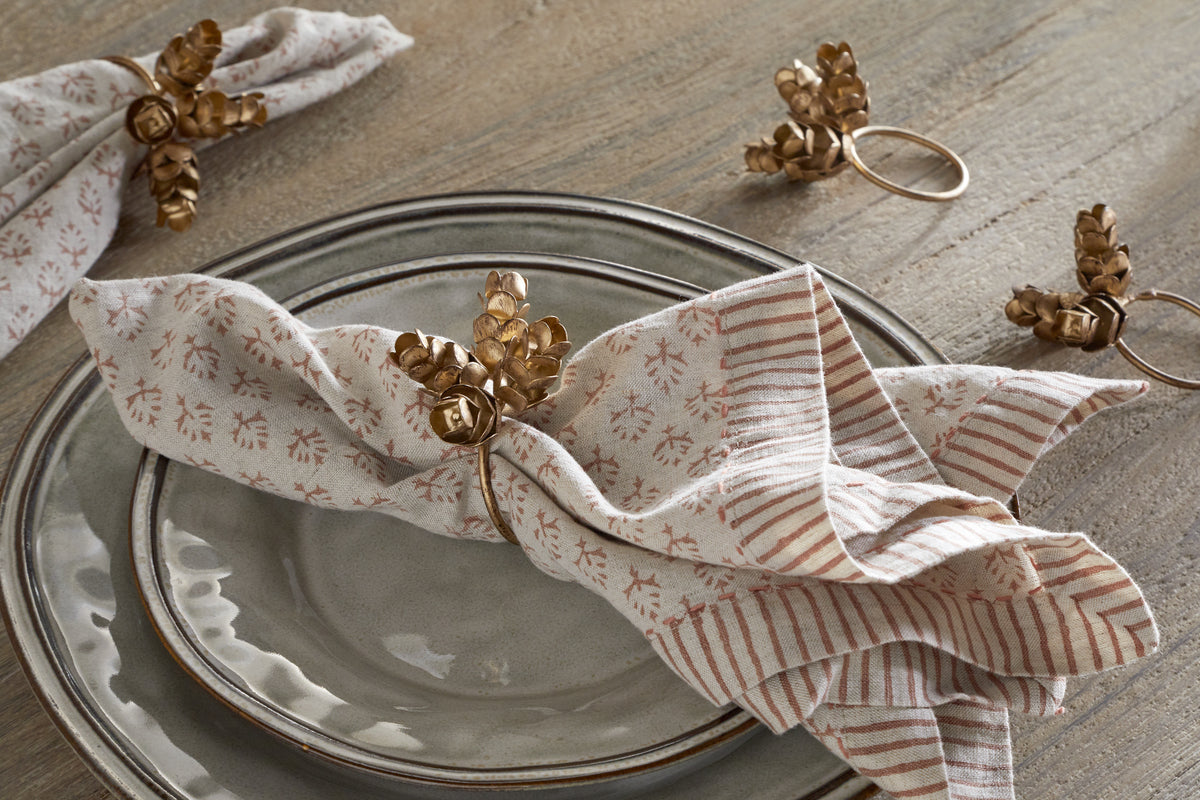 Beej Napkin Rings - Antique Brass - (Set of 4)-KITCHEN & DINING ACCESSORIES-Nkuku